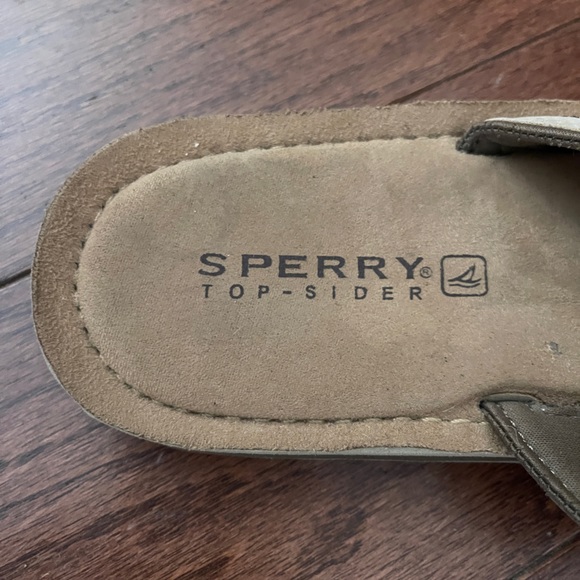Sperry Cream Tan Leather Flip Flops Sandals Top Sliders Size 10 - Picture 9 of 10